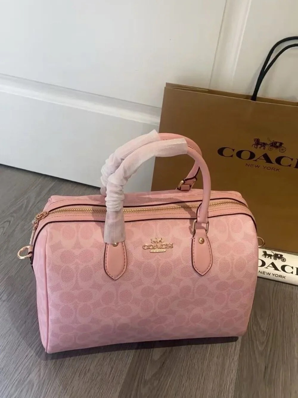 Coach Pink Signature Dome Bowling Satchel